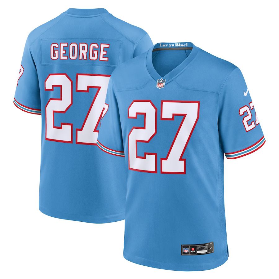 Men Tennessee Titans 27 Eddie George Nike Light Blue Oilers Throwback Retired Player Game NFL Jersey